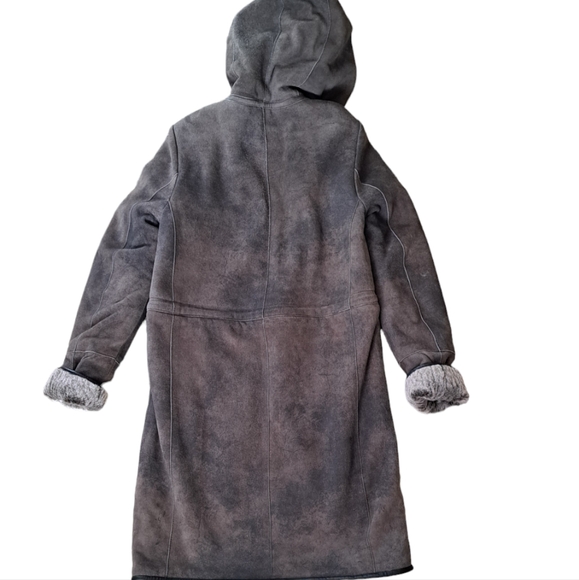 COMSTOCK & CO. HOODED WOMEN'S SIZE 2 LEATHER LONG SLEEVE LONG COAT! - Picture 7 of 7